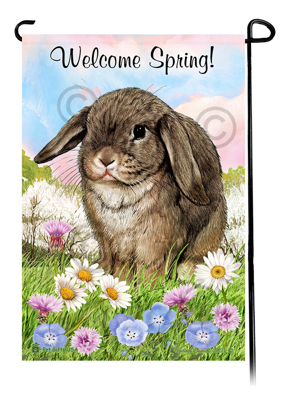 Mini Lop Rabbit Welcome Spring Garden Flags