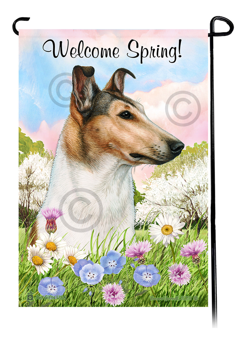 Smooth Collie Welcome Spring - Garden Flag