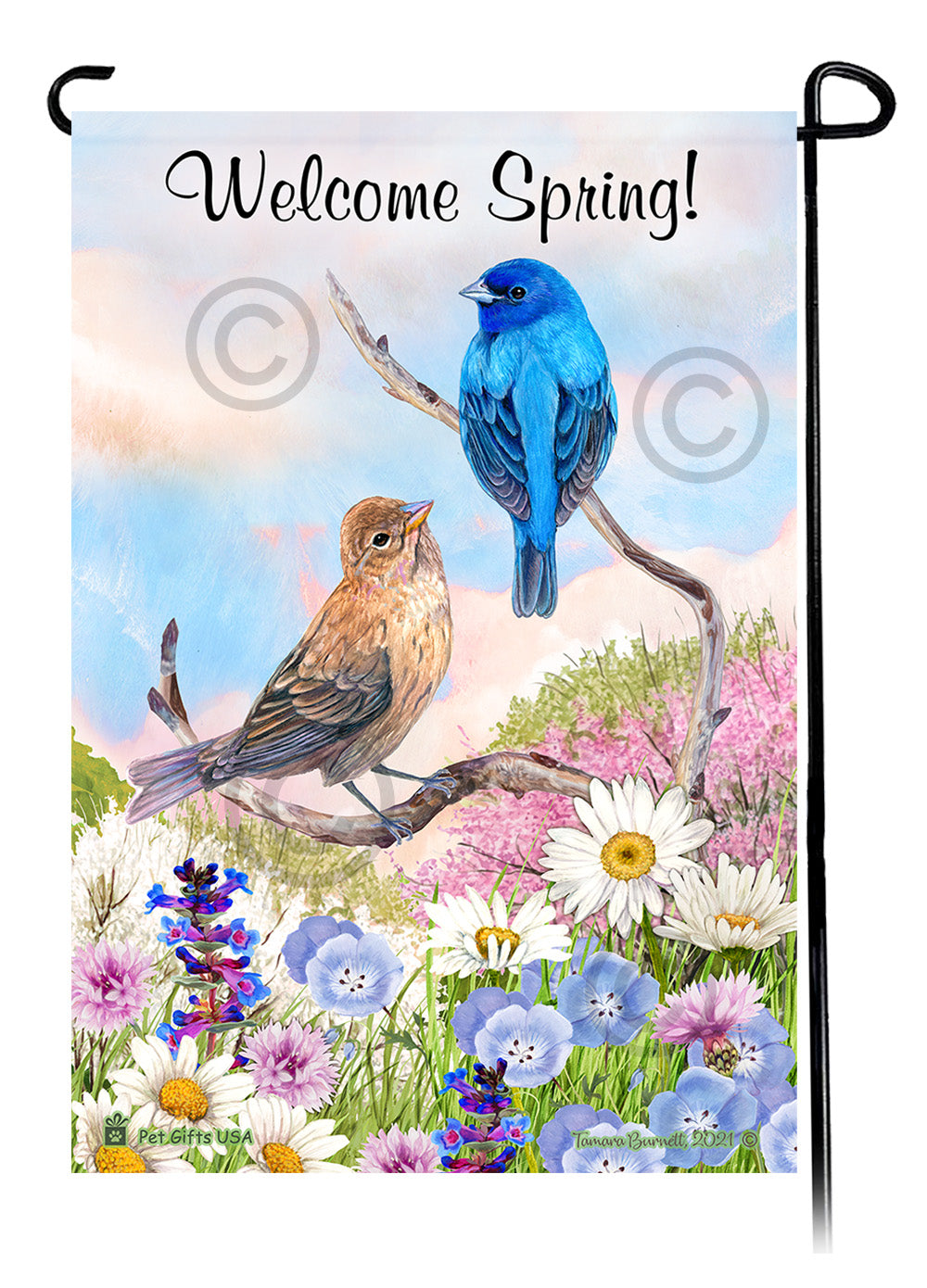 Indigo Bunting Welcome Spring Garden Flags