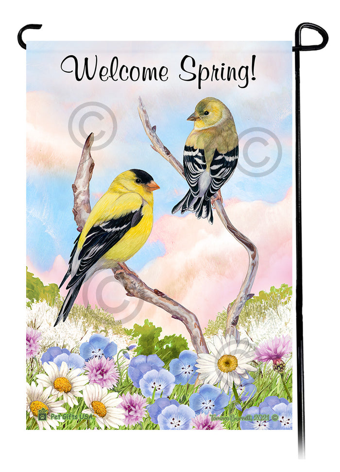 American Goldfinch Welcome Spring Garden Flags