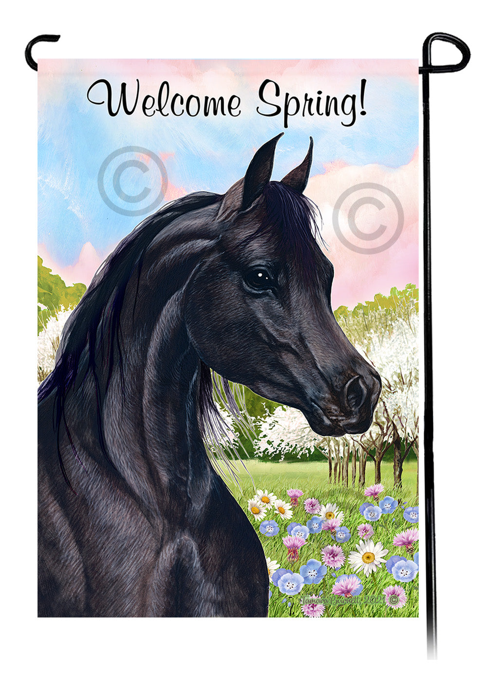 Arabian Horse Welcome Spring - Garden Flag
