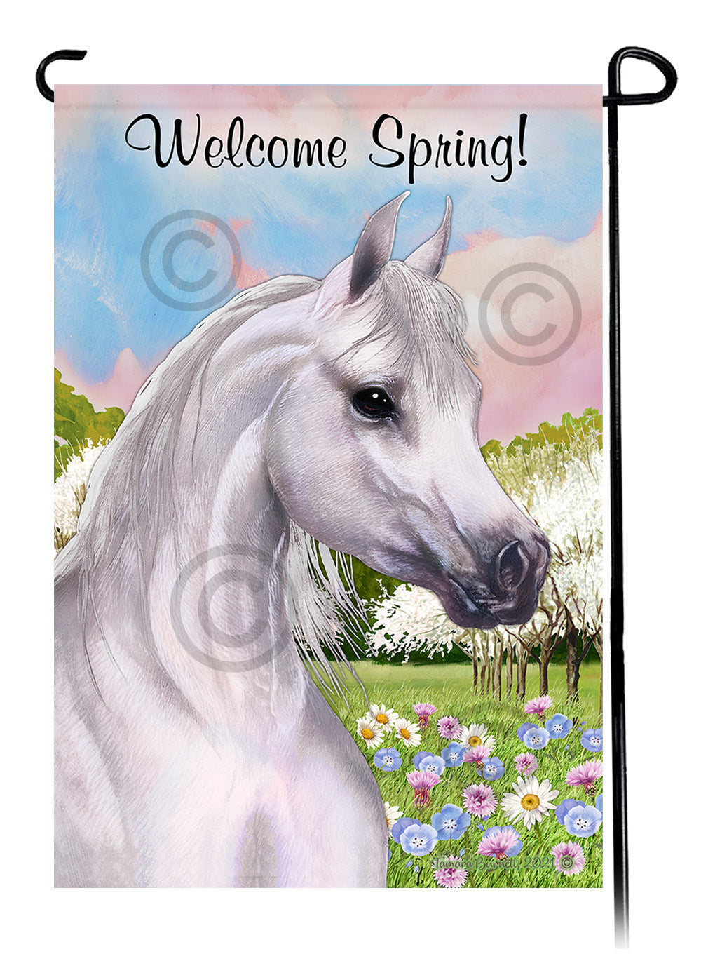 Arabian Horse Welcome Spring - Garden Flag
