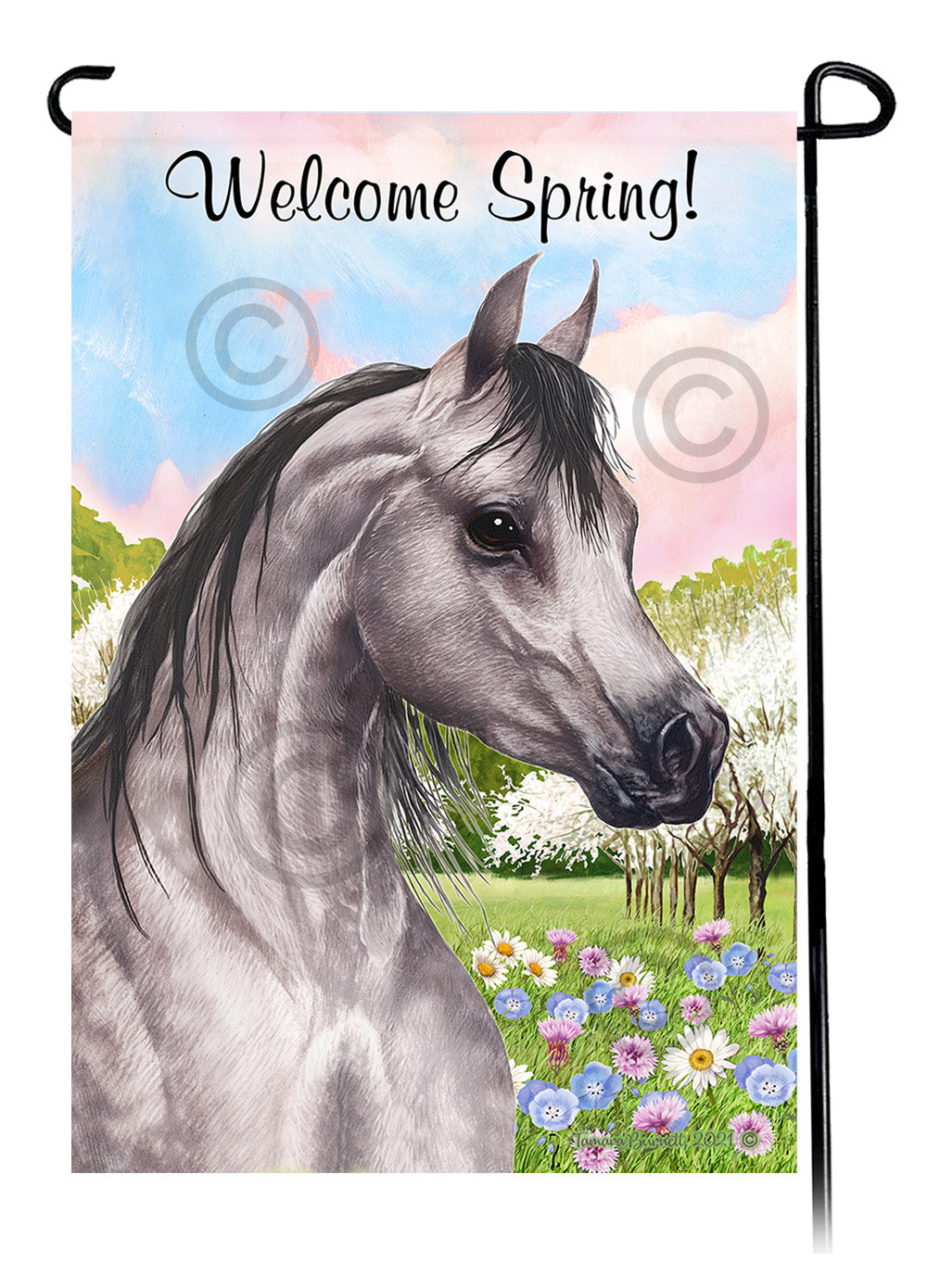 Arabian Horse Welcome Spring - Garden Flag