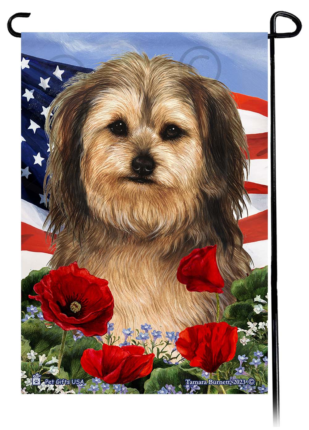 Yorkipoo Patriotic Flowers Garden Flags