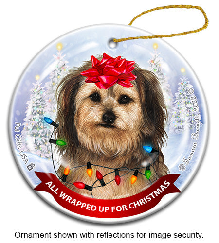 Yorkipoo Fawn All Wrapped Up Ornament