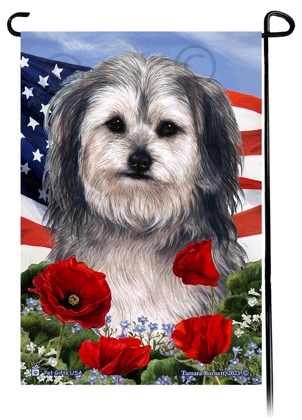 Yorkipoo Patriotic Flowers - Garden Flag