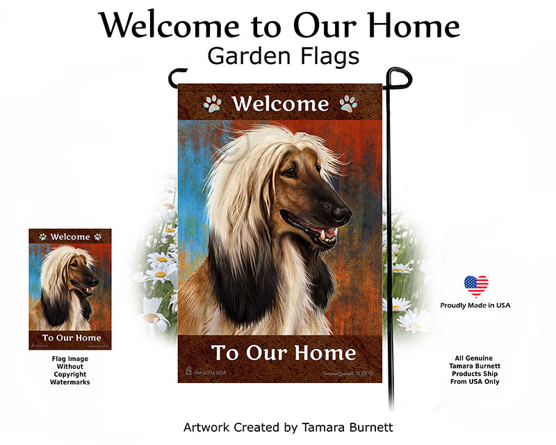 Afghan Hound Welcome To Our Home Garden Flags