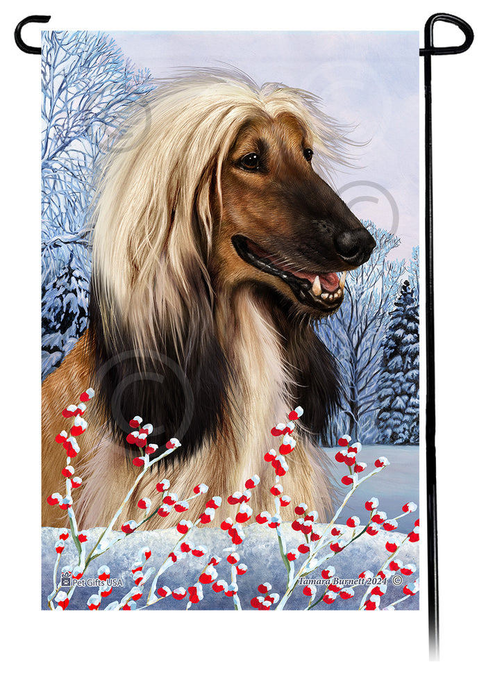 Afghan Hound Winterberries Garden Flags
