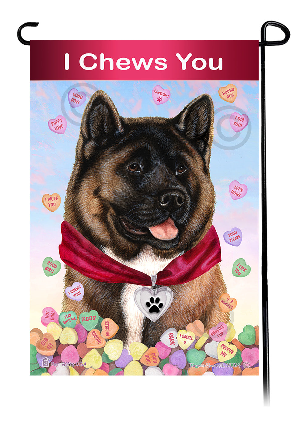 Akita Valentine Sweetheart Garden Flags