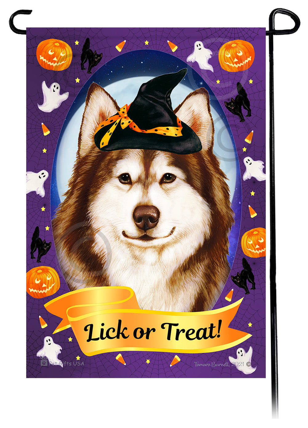 Alaskan Malamute Halloween Howls - Garden Flag