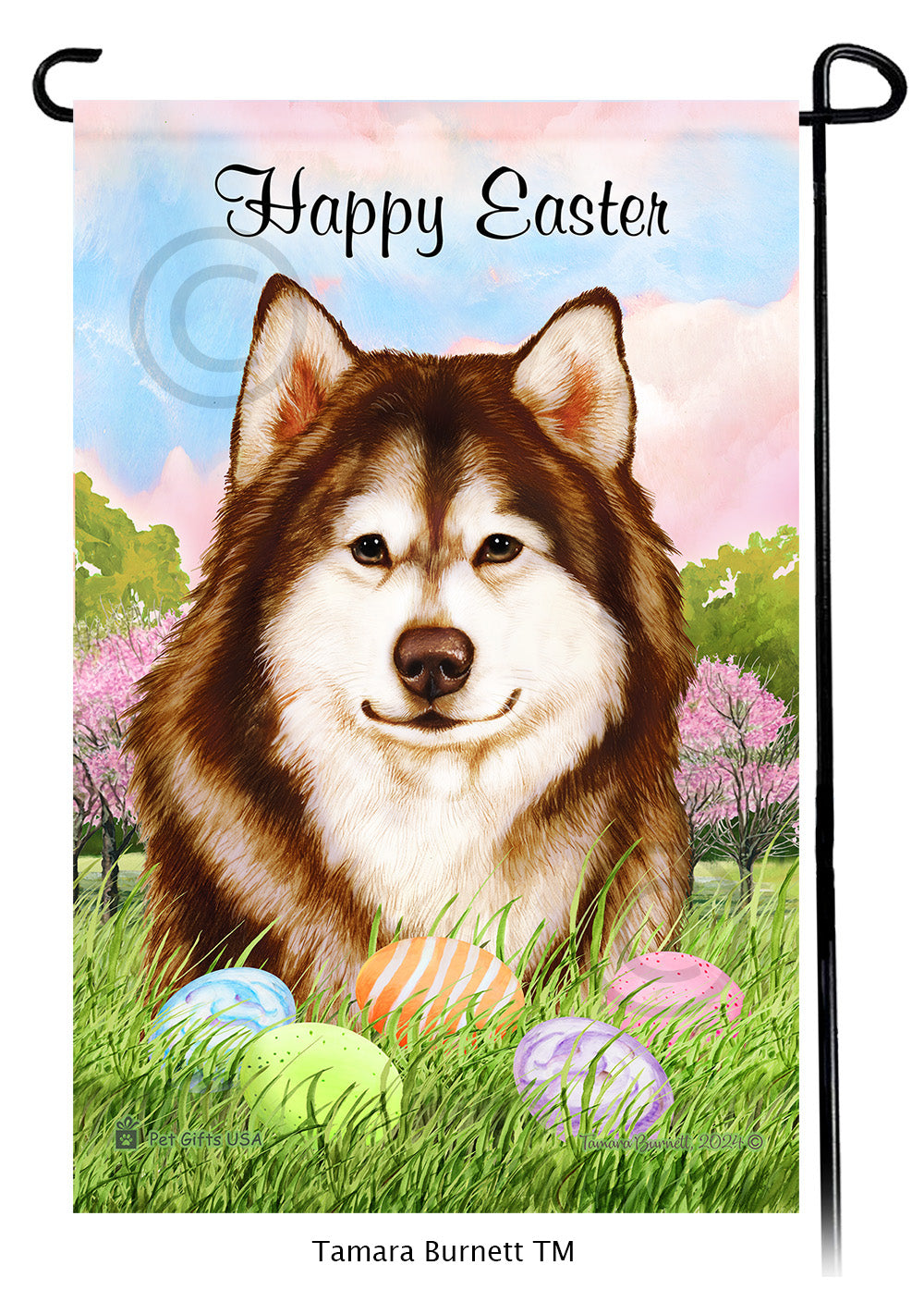 Alaskan Malamute Happy Easter - Garden Flag