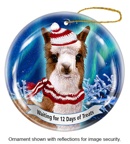 Alpaca Brown and White Ornament