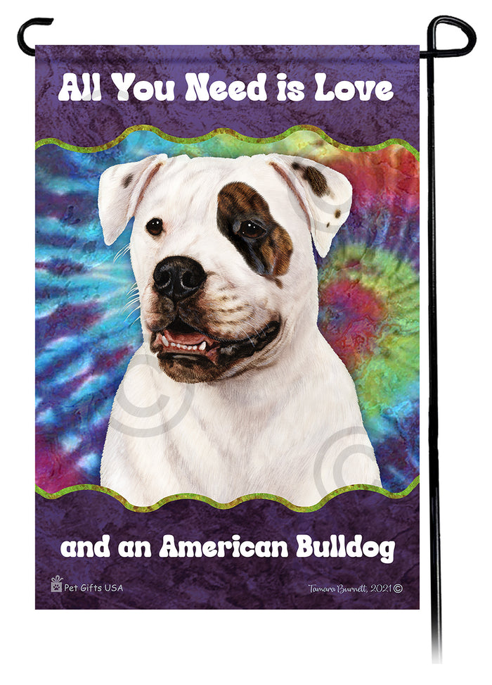 American Bulldog All You Need Is Love Garden Flags