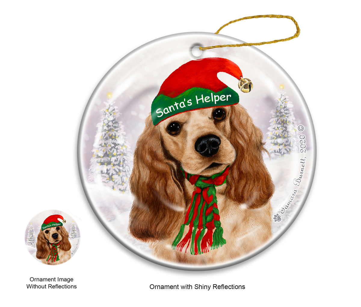 English Cocker Spaniel - Santa's Helper Ornament