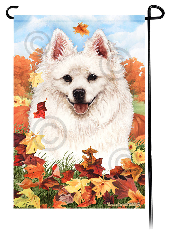 American Eskimo Falling Leaves Garden Flags