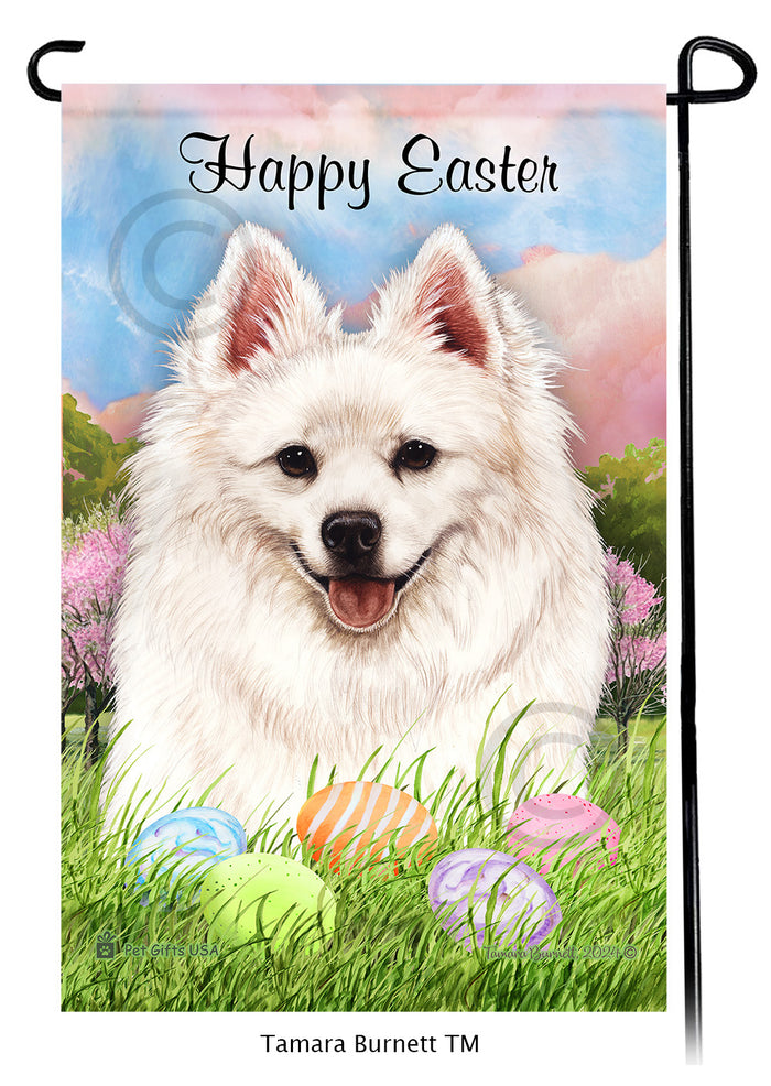 American Eskimo Happy Easter Garden Flags