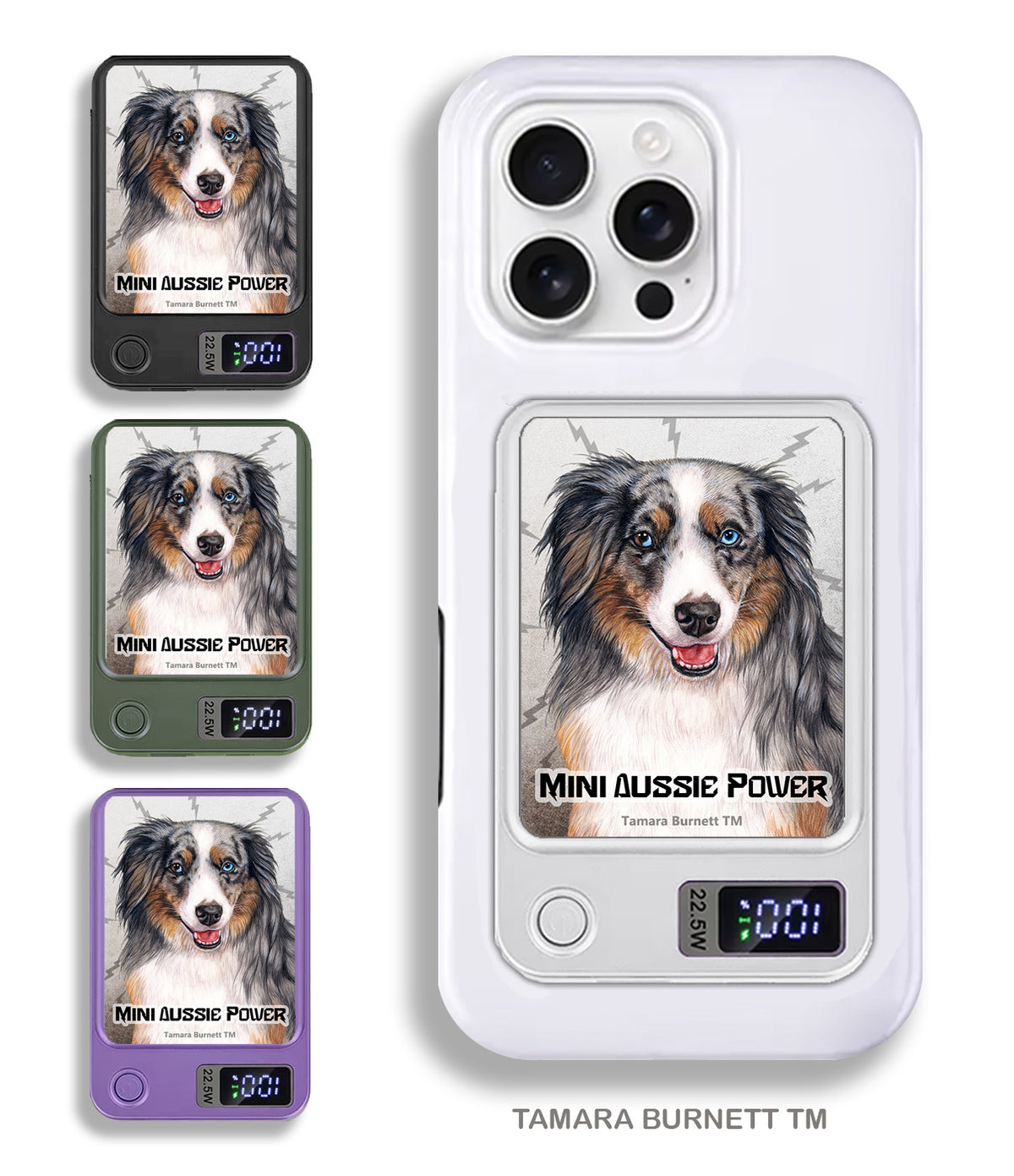 American Shepherd Blue Merle (Aussie Mini) Phone Bank Wireless Charger