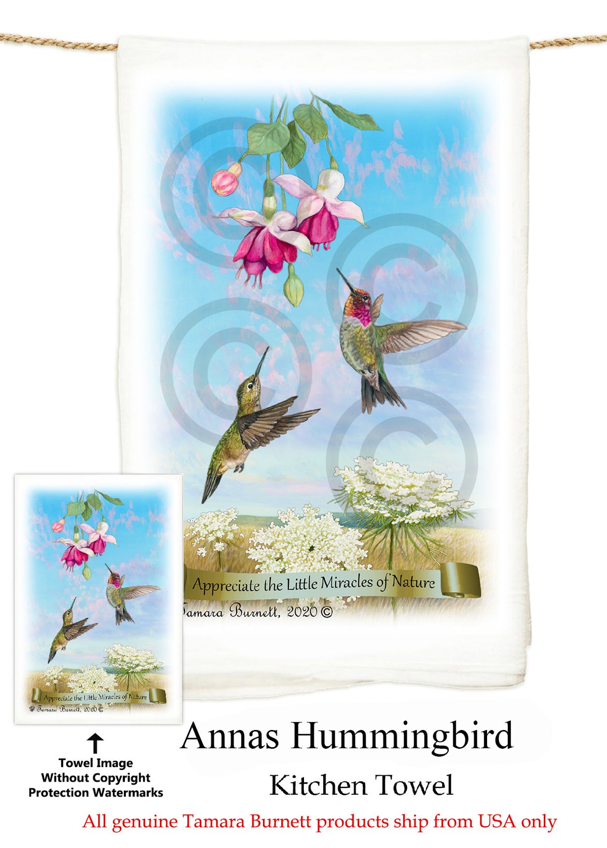Anna's Hummingbird Flour Sack Towel