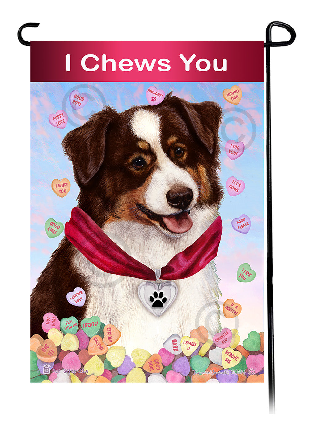 Australian Shepherd Valentine Sweetheart - Garden Flag