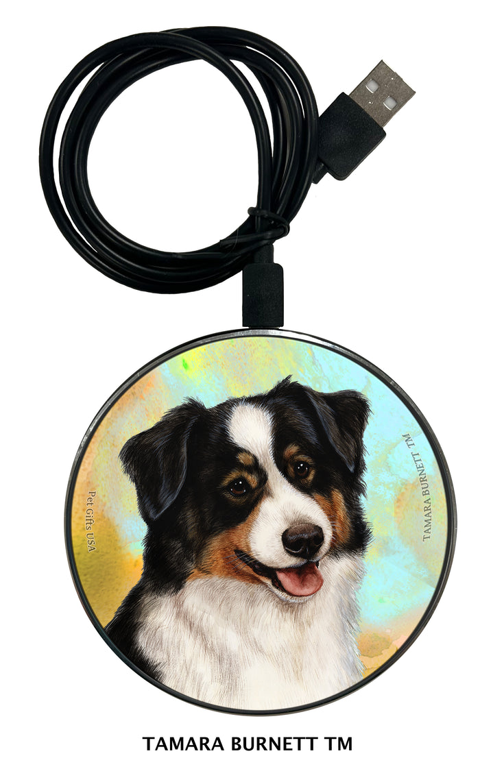 Australian Shepherd Black Tri-Color Zoomies Wireless Charger
