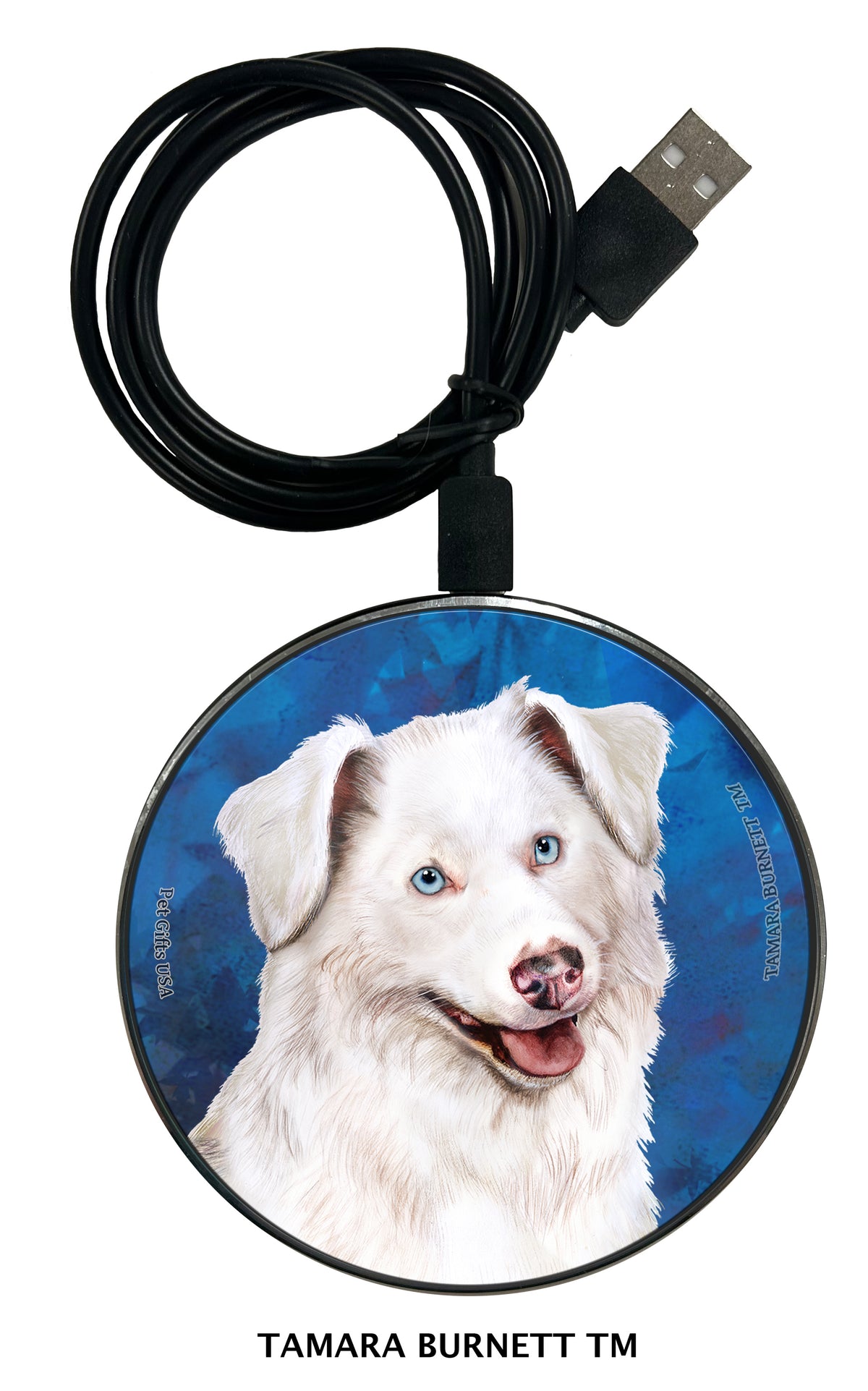 Australian Shepherd White Zoomies Wireless Charger