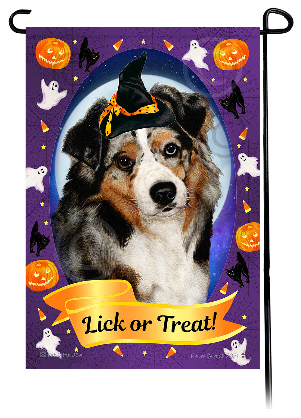 Australian Shepherd Halloween Howls - Garden Flag