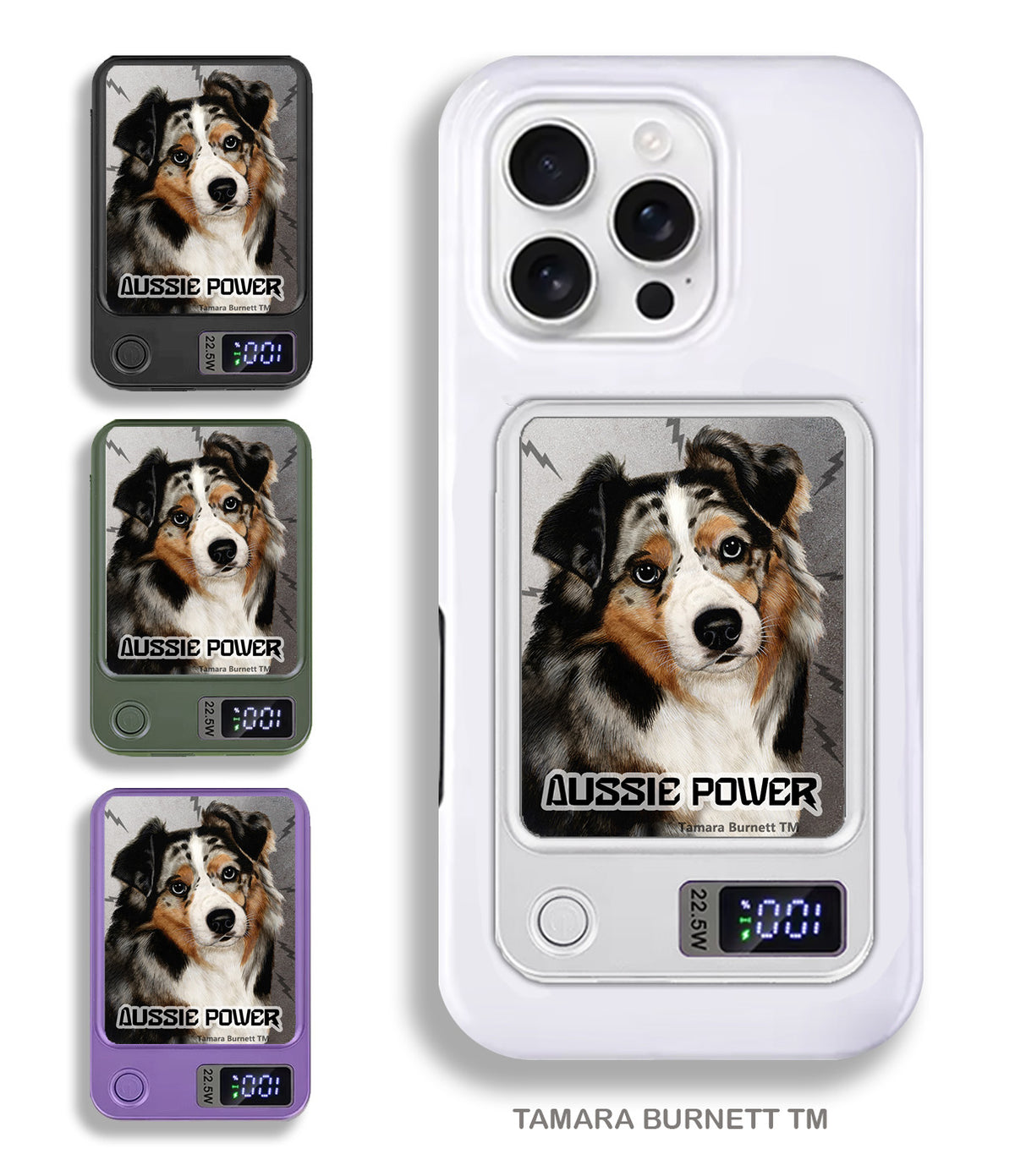 Australian Shepherd Blue Merle Phone Bank Wireless Charger