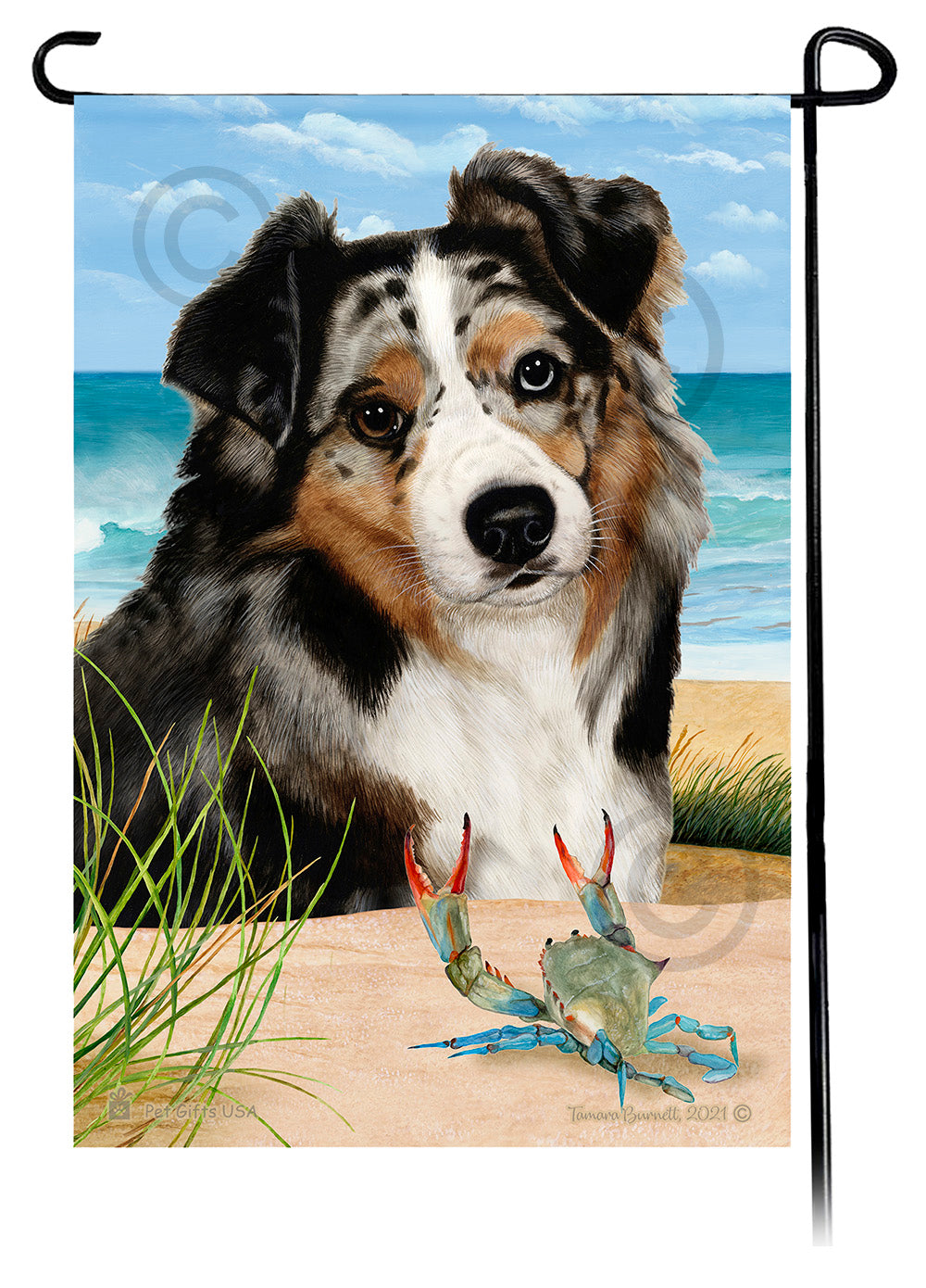 Australian Shepherd Summer Flowers Garden Flag