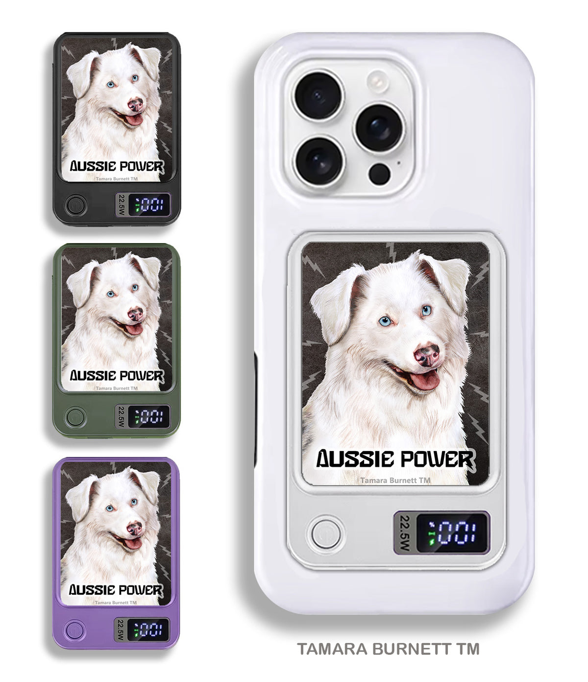 Australian Shepherd White Phone Bank Wireless Charger
