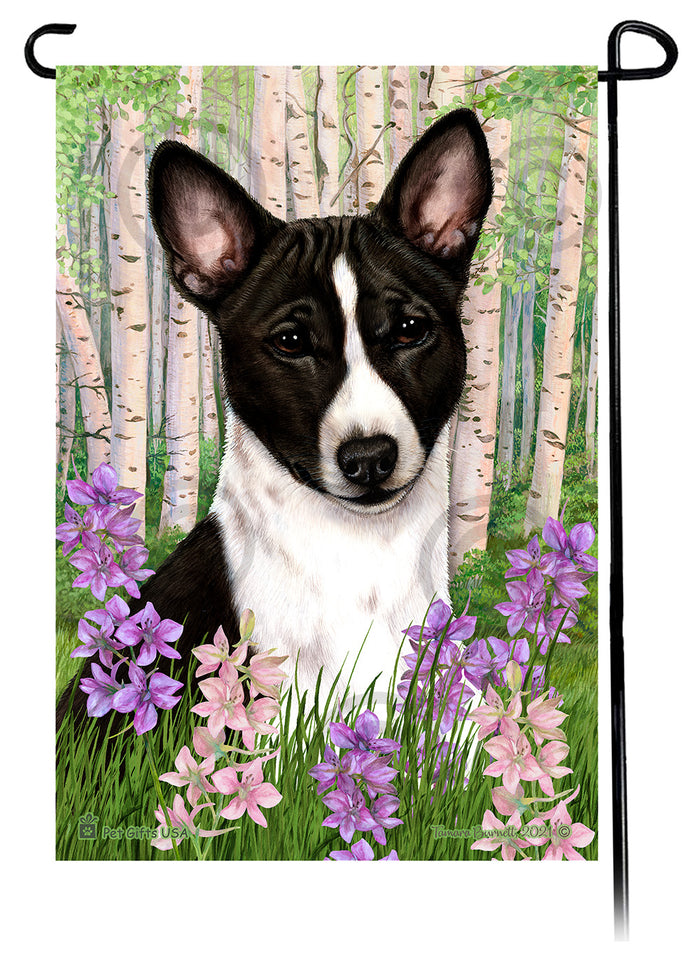 Basenji Spring Flowers Garden Flags