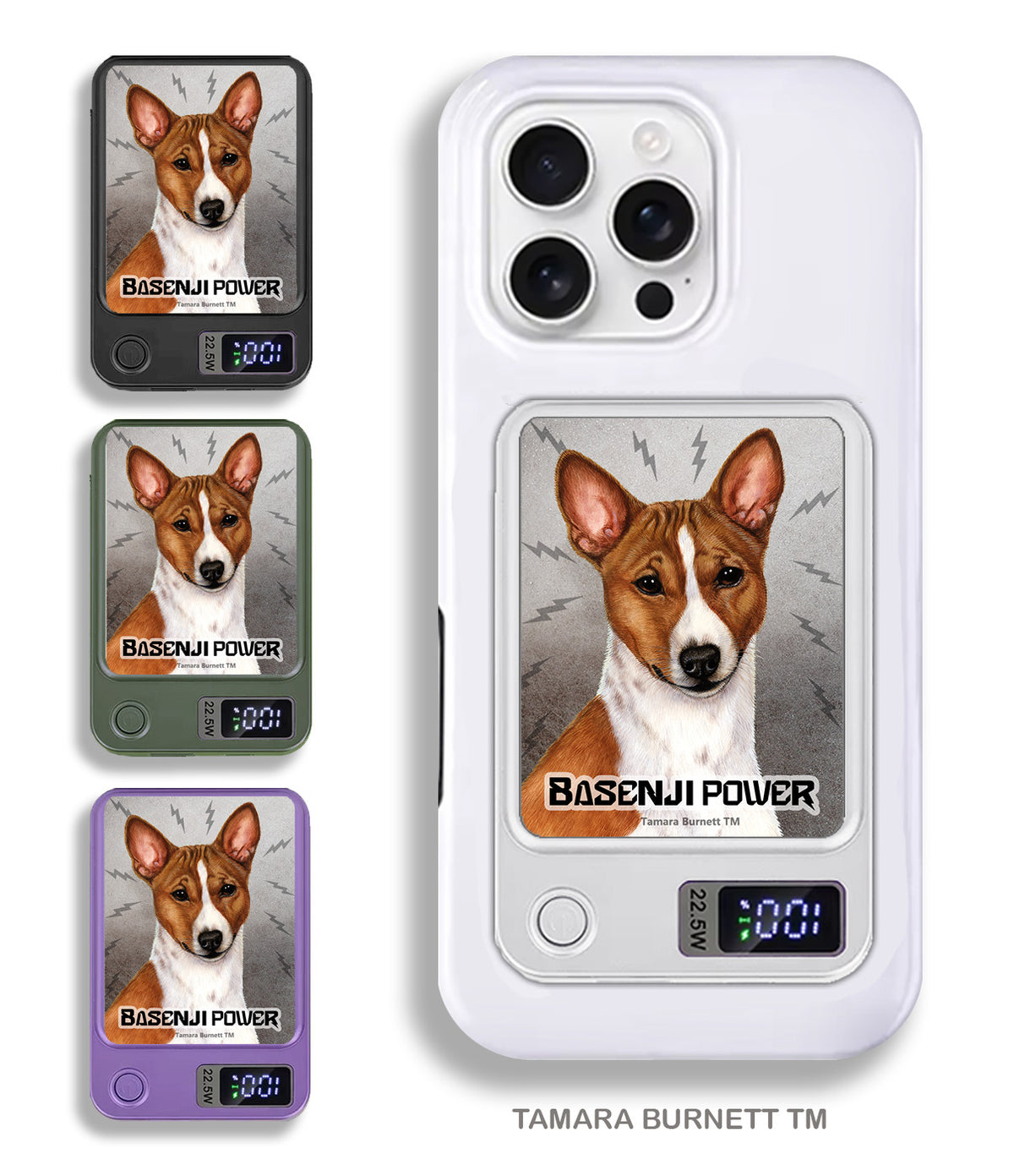 Basenji Red and White Phone Bank Wireless Charger