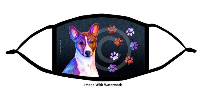 Basenji Red and White Face Mask