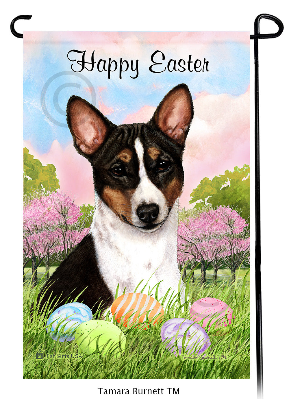 Basenji Happy Easter - Garden Flag