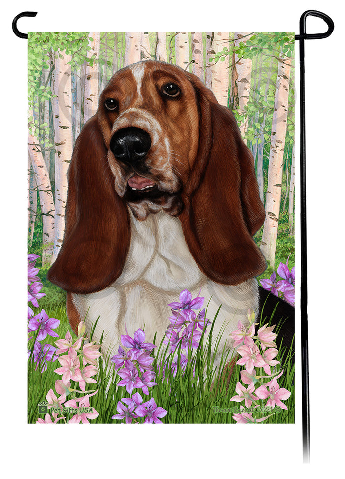 Basset Hound Spring Flowers Garden Flags
