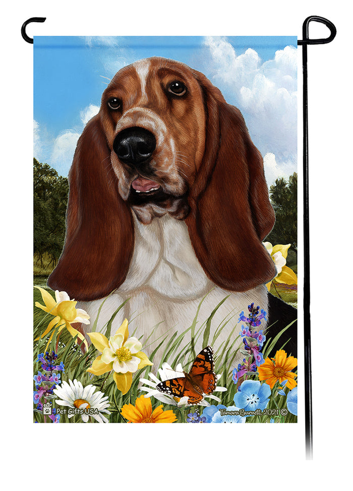 Basset Hound Summer Flowers Garden Flags
