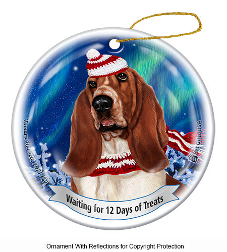 Basset Red and White Ornament
