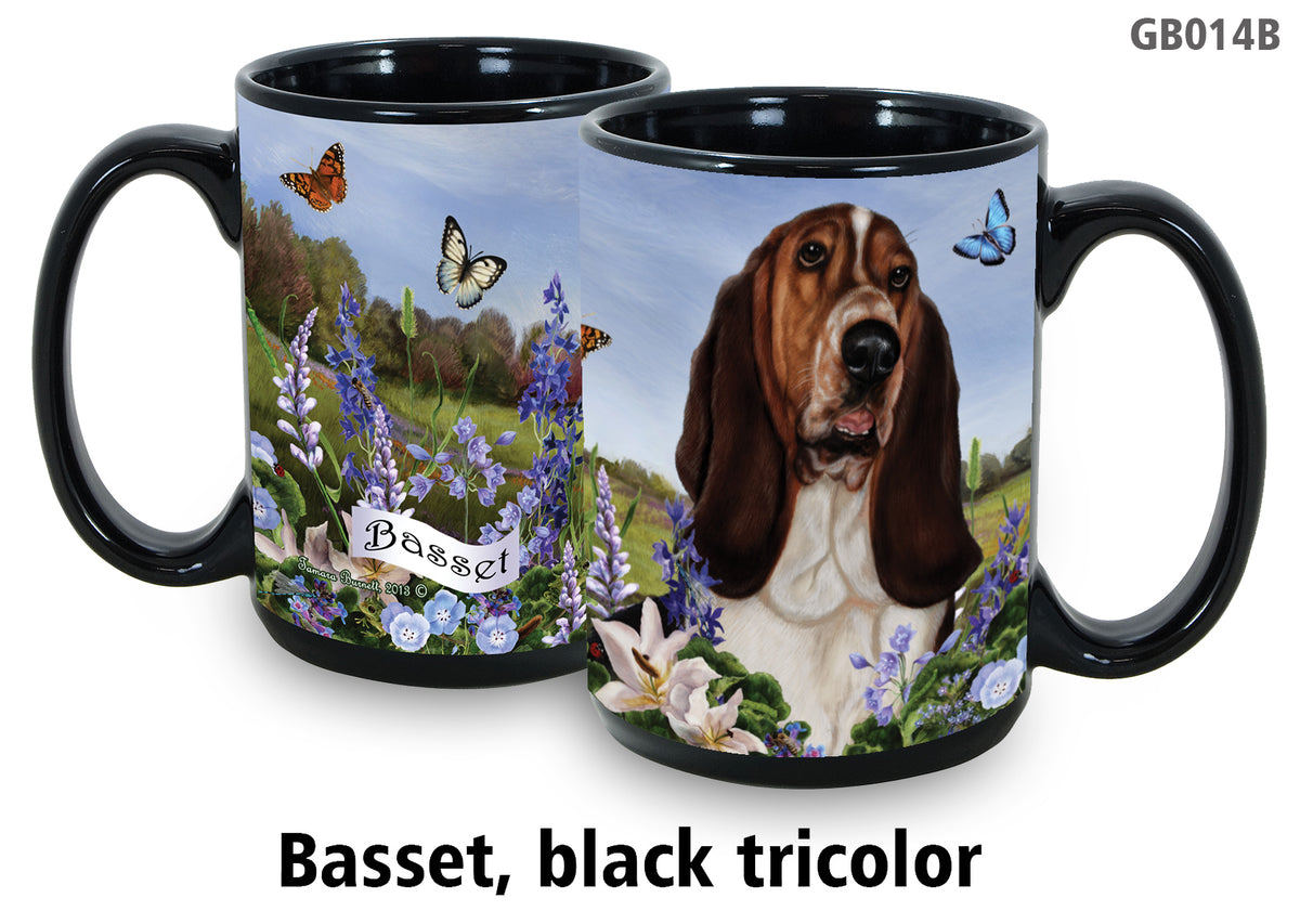 Basset Hound Tri-Color - Garden Party Fun Mug 15 oz