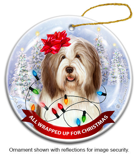 Bearded Collie Dark Liver and White Ornament