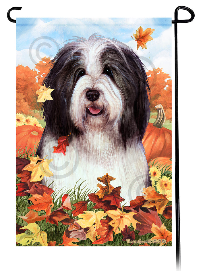 Bearded Collie Falling Leaves Garden Flags