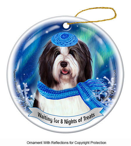 Bearded Collie Dark Liver and White Ornament