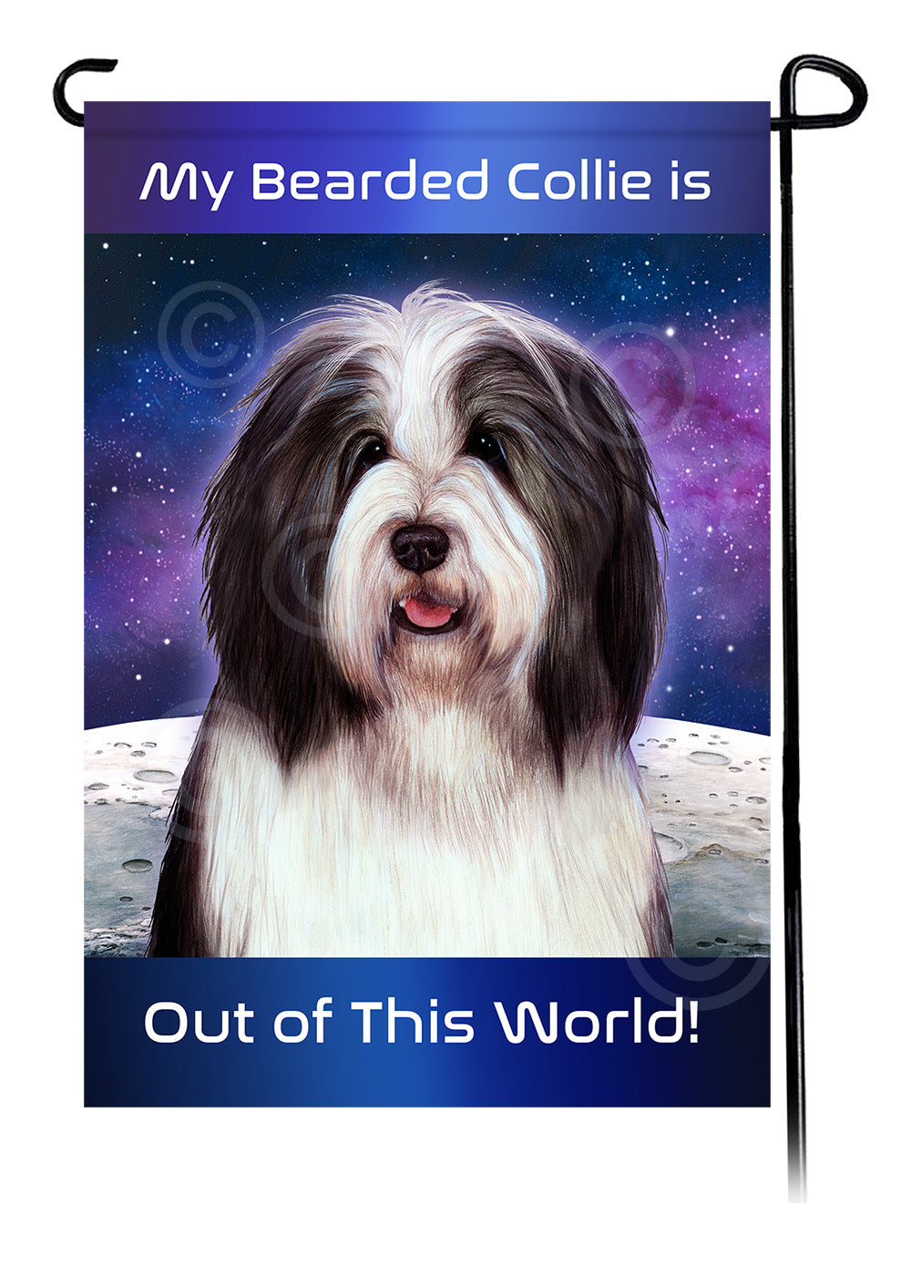 Bearded Collie Out Of This World Garden Flags