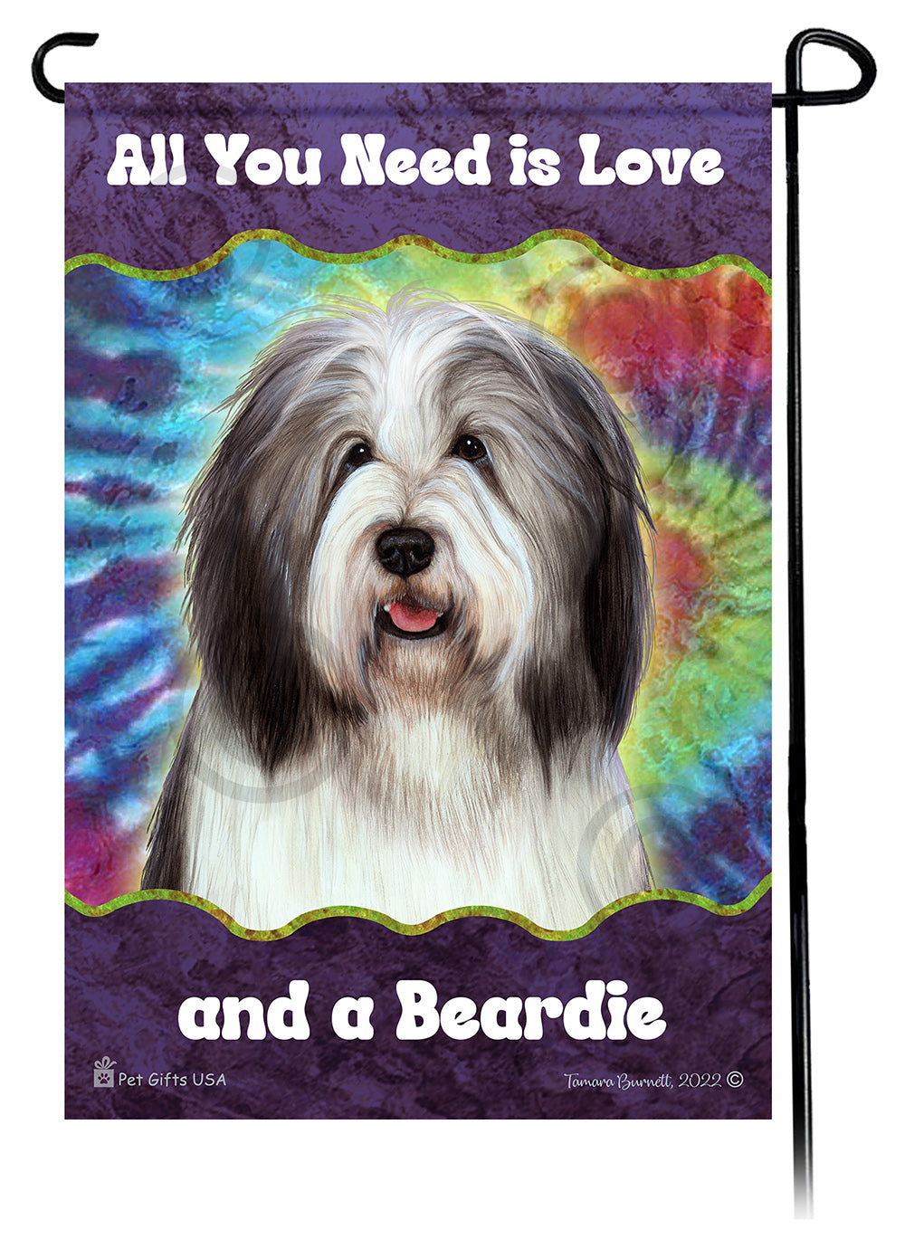 Bearded Collie All You Need Is Love Garden Flag
