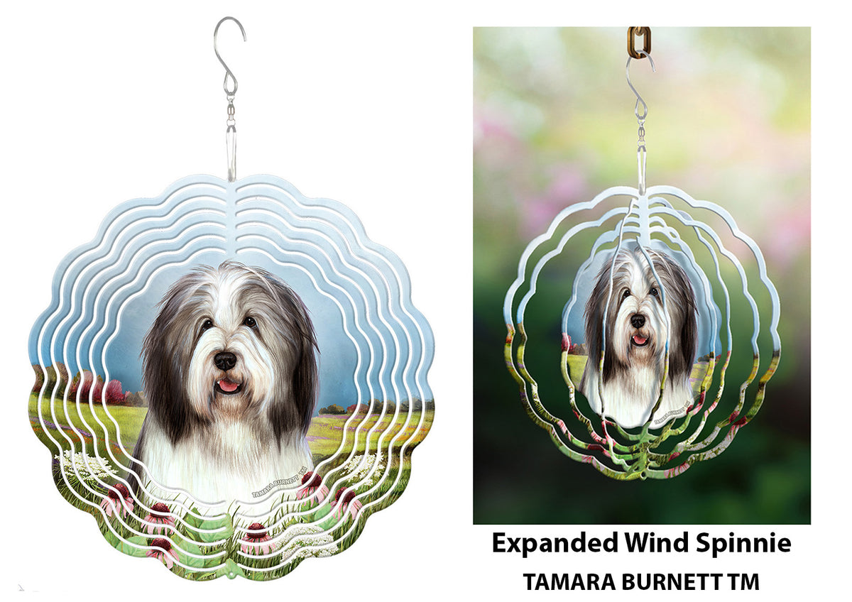 Bearded Collie Gray and White Wind Spinner