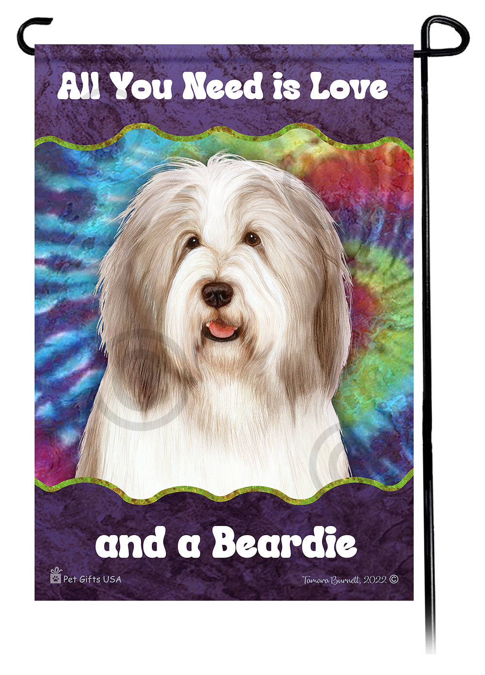 Bearded Collie All You Need Is Love Garden Flag