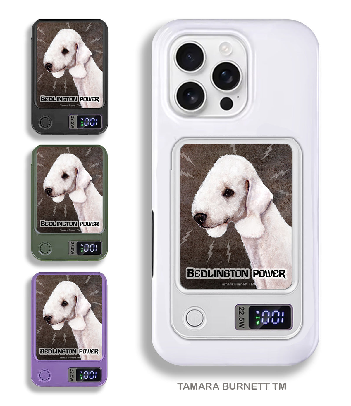 Bedlington Terrier White Phone Bank Wireless Charger
