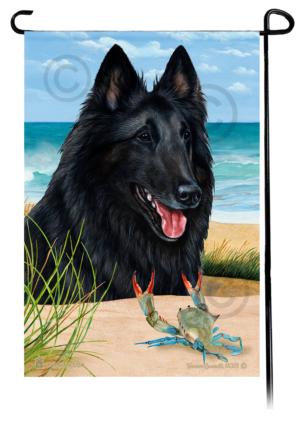 Belgian Sheepdog Summer Flowers Garden Flag