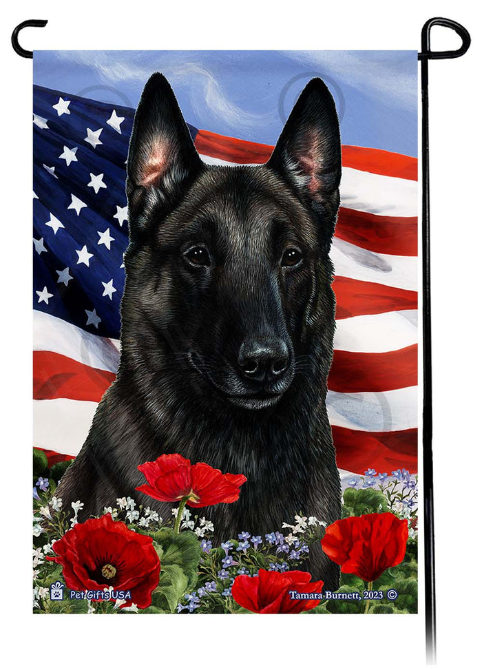 Belgian Malinois Patriotic Flowers Garden Flags