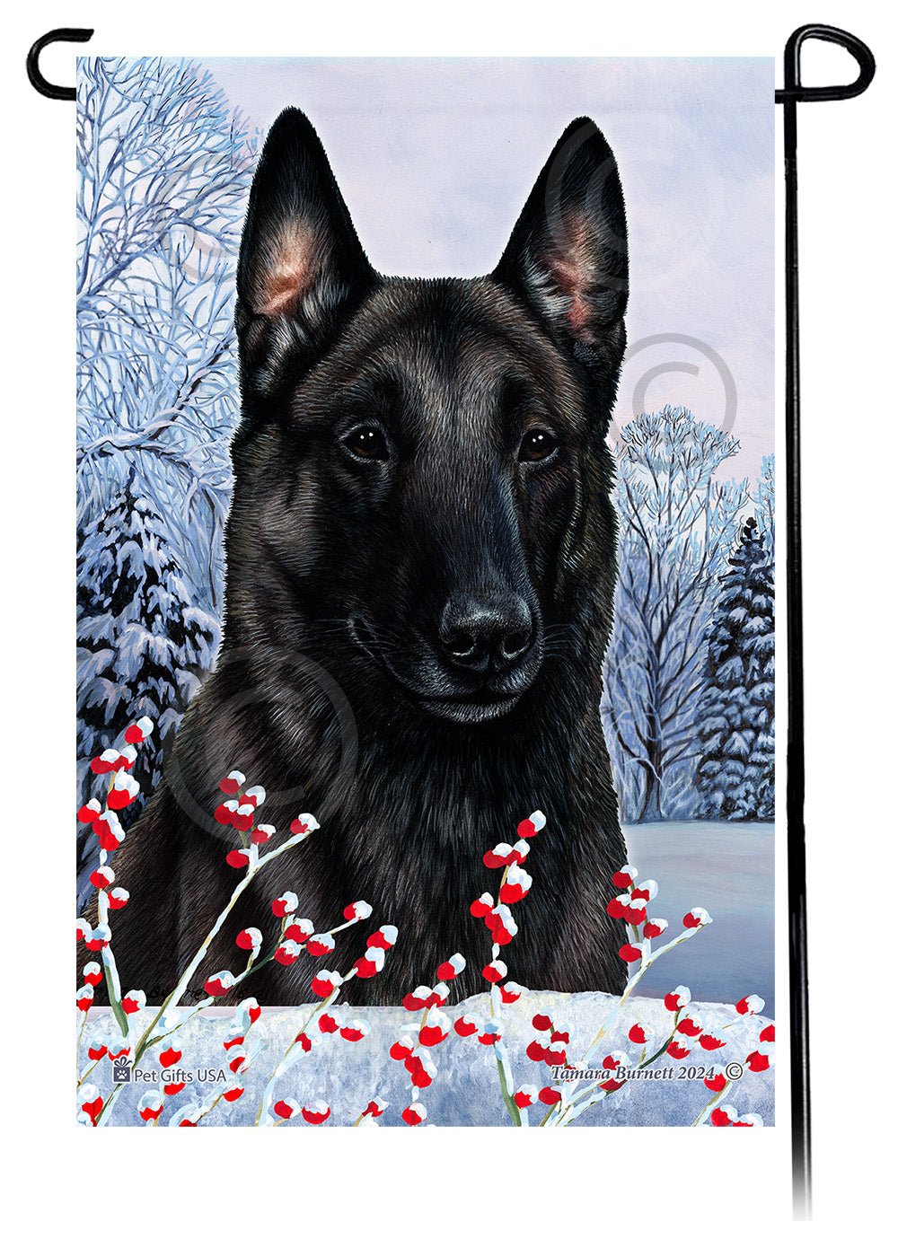 Belgian Malinois Winterberries Garden Flags
