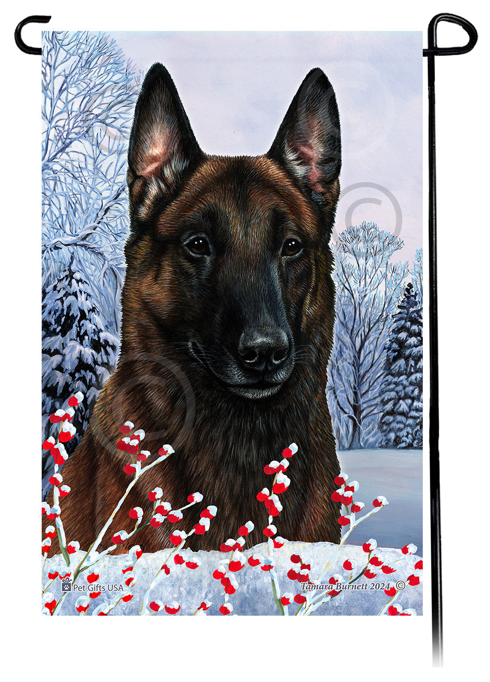 Belgian Malinois Winterberries - Garden Flag