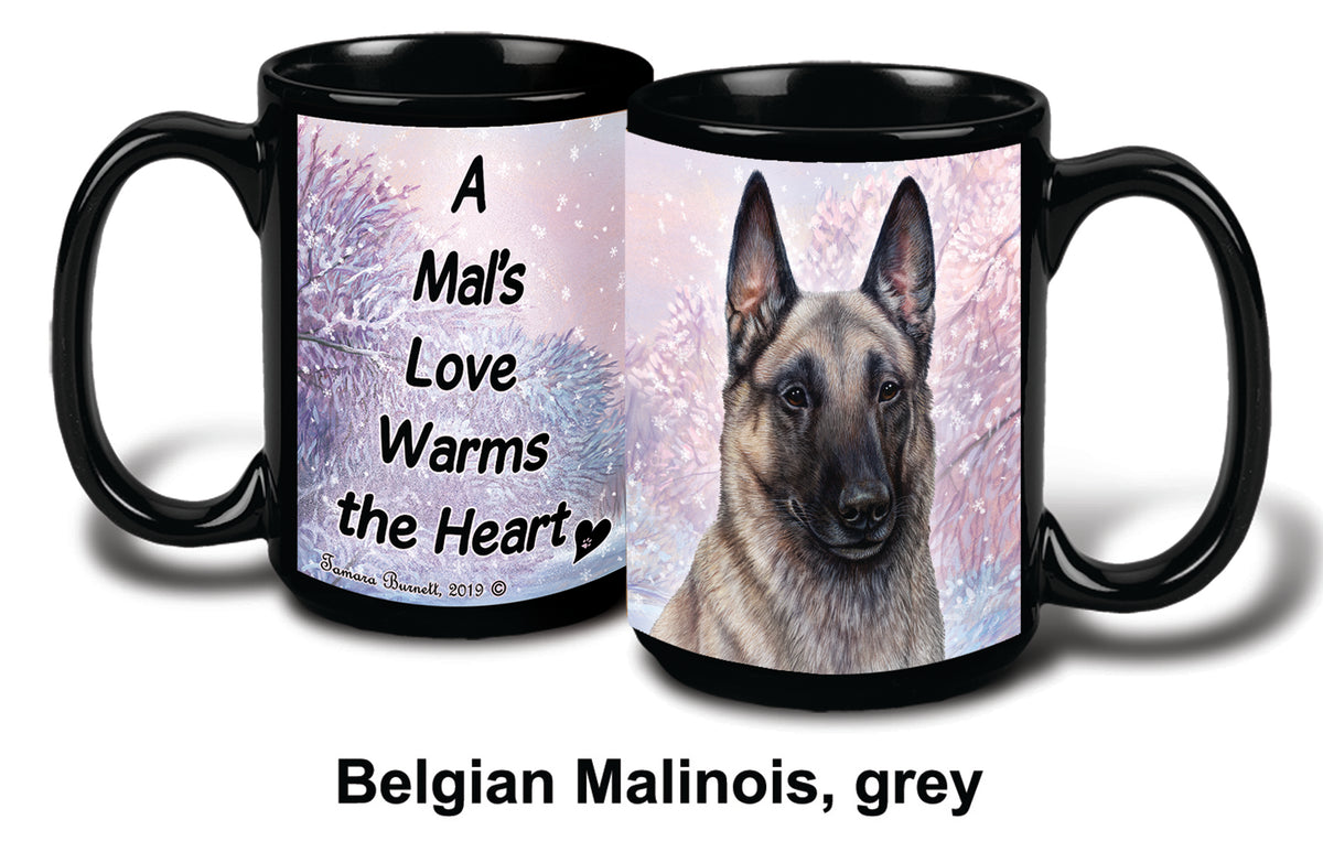 Belgian Malinois Grey Winter Mug 15 oz